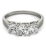 1 1/2 ct tw Round Lab Grown Diamond Three-Stone Engagement Ring in 14K White Gold