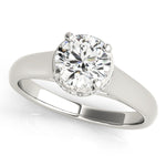 Round Lab Diamond Trellis Solitaire Engagement Ring in 14K gold and platinum