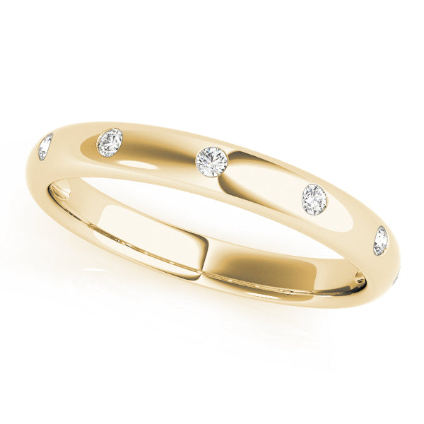 1/10 ct tw Lab Grown Diamond Bezel Wedding Band in 14K Yellow Gold