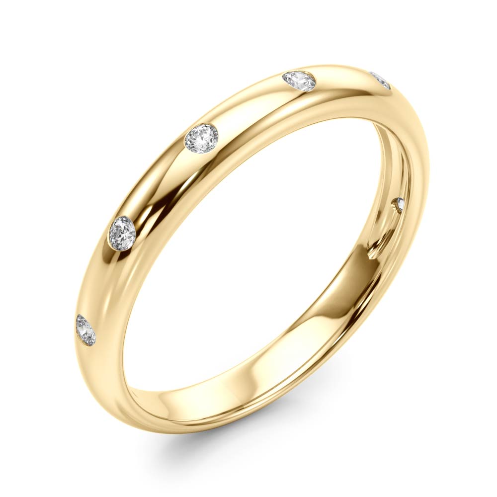 1/10 ct tw Lab Grown Diamond Bezel Wedding Band in 14K Yellow Gold