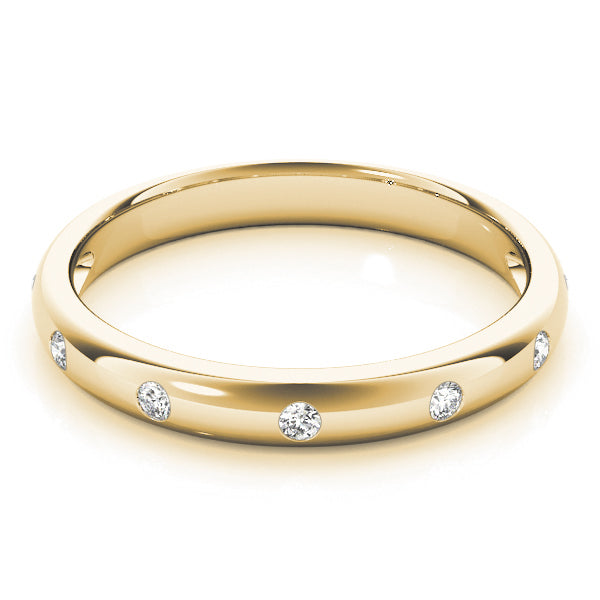 1/10 ct tw Lab Grown Diamond Bezel Wedding Band in 14K Yellow Gold
