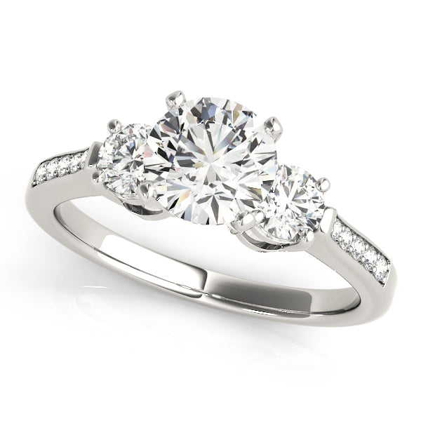 1/2 ct tw Lab Grown Diamond Three-Stone Engagement Ring Setting in 14K White Gold
