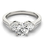 1/2 ct tw Lab Grown Diamond Three-Stone Engagement Ring Setting in 14K White Gold