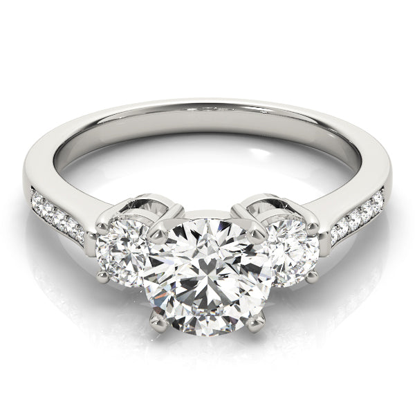 1/2 ct tw Lab Grown Diamond Three-Stone Engagement Ring Setting in 14K White Gold