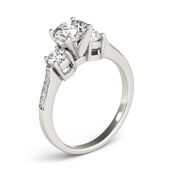 1/2 ct tw Lab Grown Diamond Three-Stone Engagement Ring Setting in 14K White Gold
