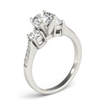 1/2 ct tw Lab Grown Diamond Three-Stone Engagement Ring Setting in 14K White Gold