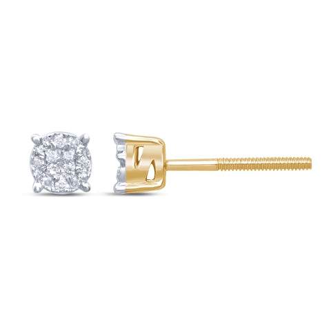 "Super Flower" 10KT 0.09-0.14CT D-Earrings: Exquisite Floral Brilliance