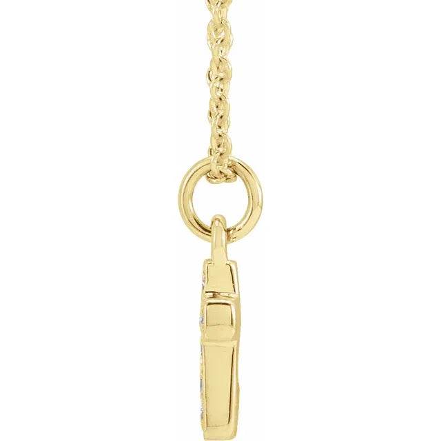 Faithful Sparkle: 14K Yellow .04 CTW Natural Diamond Youth Cross Necklace