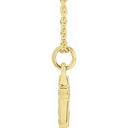 Faithful Sparkle: 14K Yellow .04 CTW Natural Diamond Youth Cross Necklace