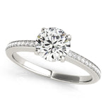 Round Lab Grown Diamond Engagement Ring with Side Stones in 14K gold and platinum