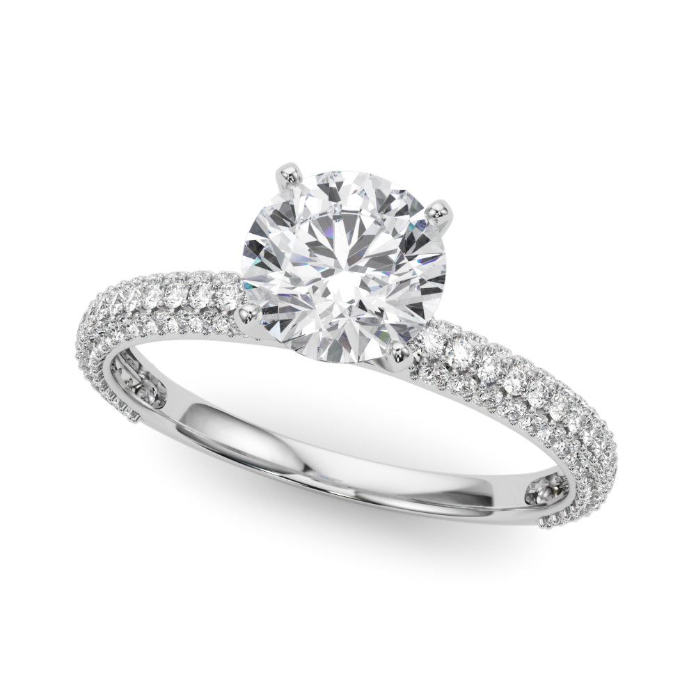 1/2 ct tw Lab Grown Diamond Pavé Engagement Ring Setting in 14K White Gold