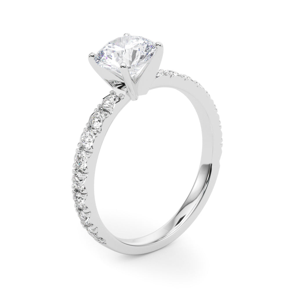 1 ct Round Lab Grown Diamond Engagement Ring Setting in 14K White Gold