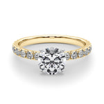 Gold ring with a diamond on a white background | Accented Engagement Ring by Picasso Gold & Diamond Jewelry | Chicago Engagement Rings Jewelers Shipping across the USA