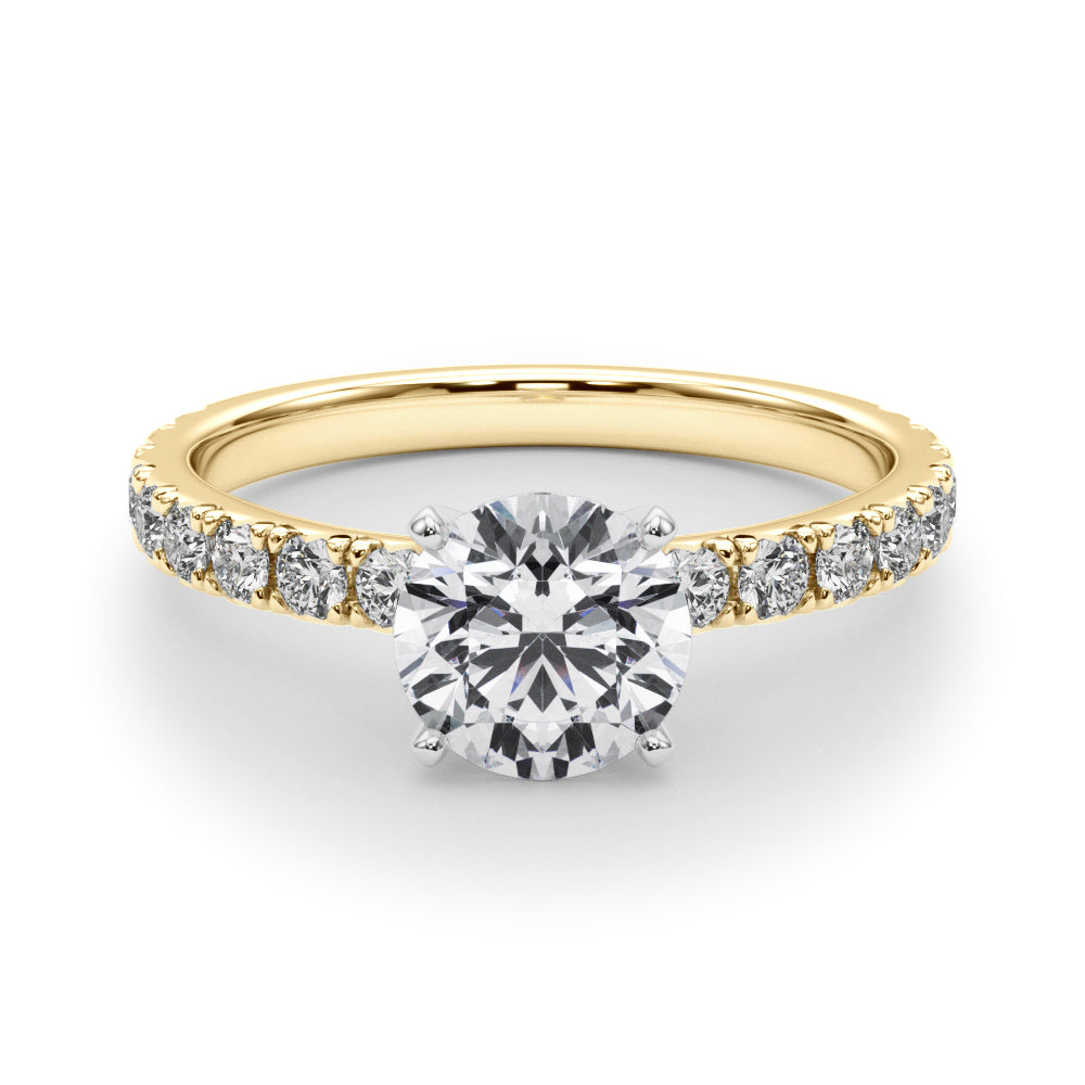 Gold ring with a diamond on a white background | Accented Engagement Ring by Picasso Gold & Diamond Jewelry | Chicago Engagement Rings Jewelers Shipping across the USA