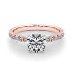 Rose Gold ring with a diamond on a white background | Accented Engagement Ring by Picasso Gold & Diamond Jewelry | Chicago Engagement Rings Jewelers Shipping across the USA