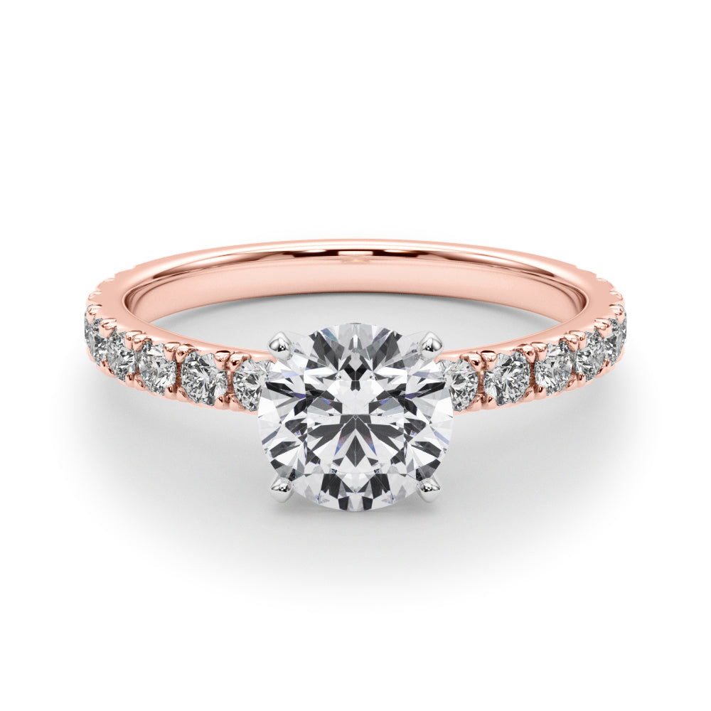 Rose Gold ring with a diamond on a white background | Accented Engagement Ring by Picasso Gold & Diamond Jewelry | Chicago Engagement Rings Jewelers Shipping across the USA
