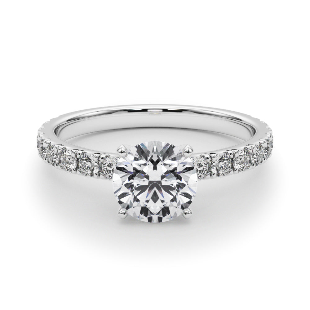 1 ct Round Lab Grown Diamond Engagement Ring Setting in 14K White Gold