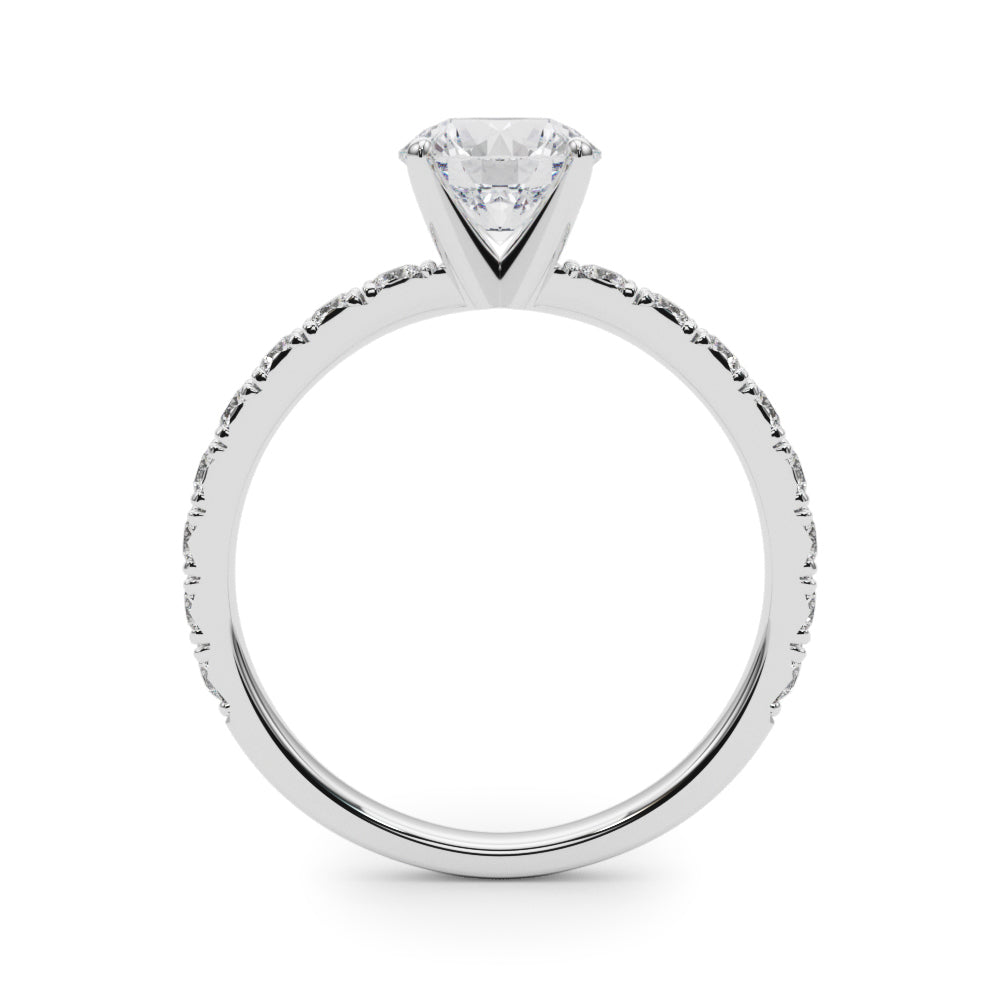 1 ct Round Lab Grown Diamond Engagement Ring Setting in 14K White Gold