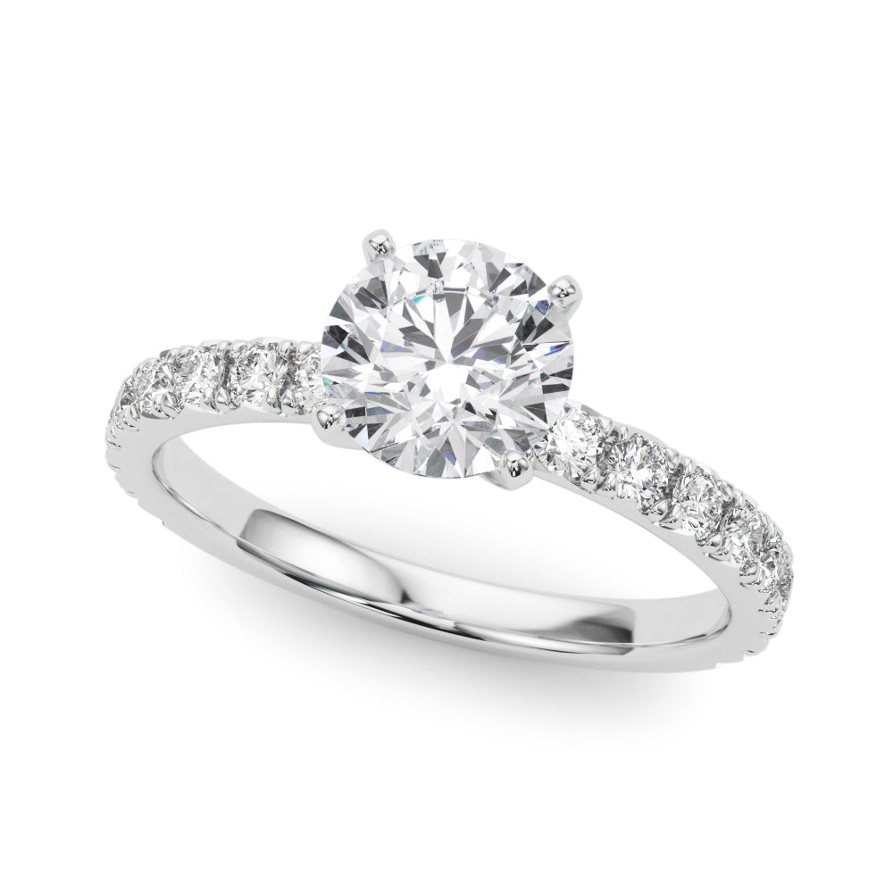 1 ct Round Lab Grown Diamond Engagement Ring Setting in 14K White Gold
