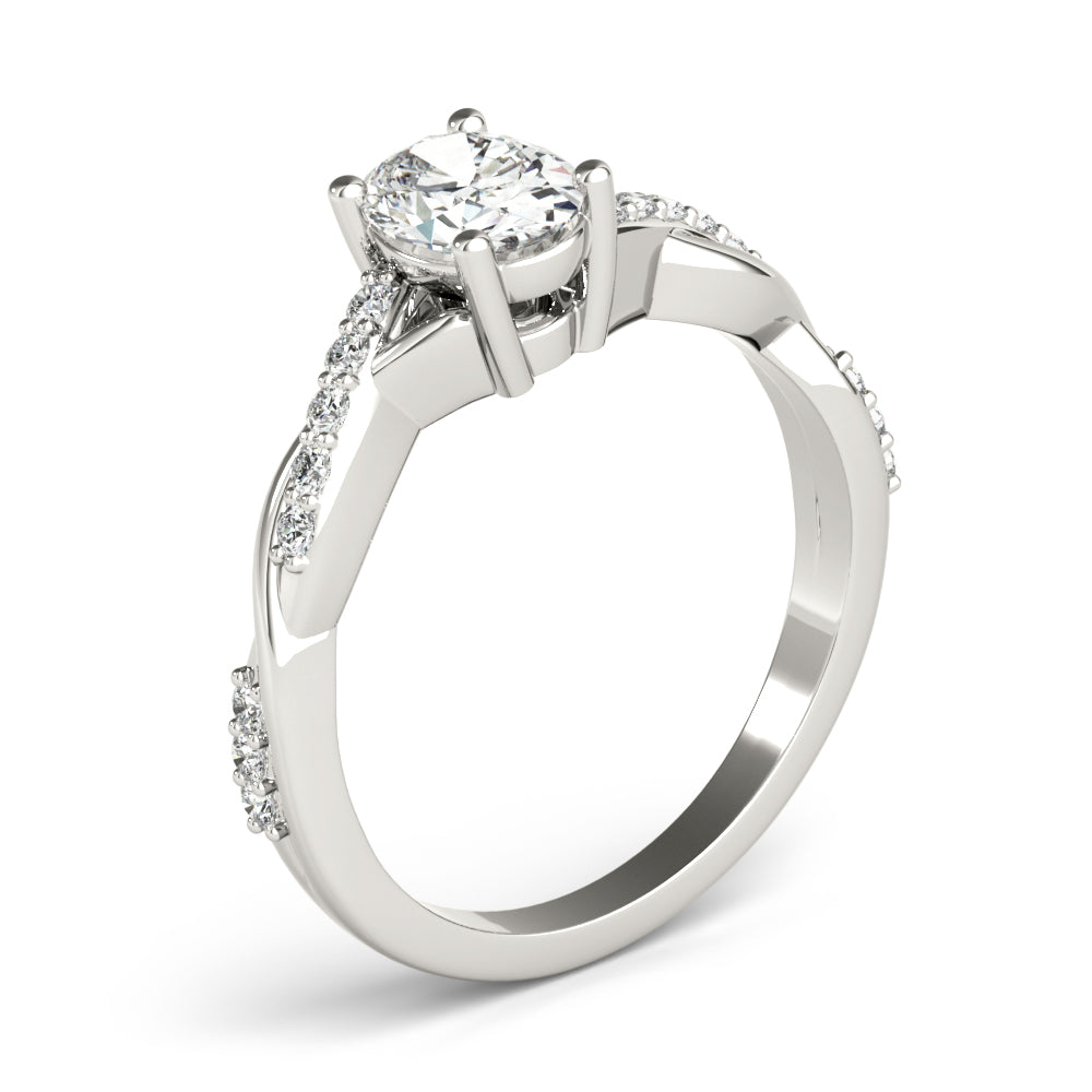 Oval Twisted Shank Lab Grown Diamond Engagement Ring - VS1 D/E/F | 14K & 18K Gold | 14K Yellow Gold | Oval Lab Diamond | Picasso Gold & Diamond Chicago