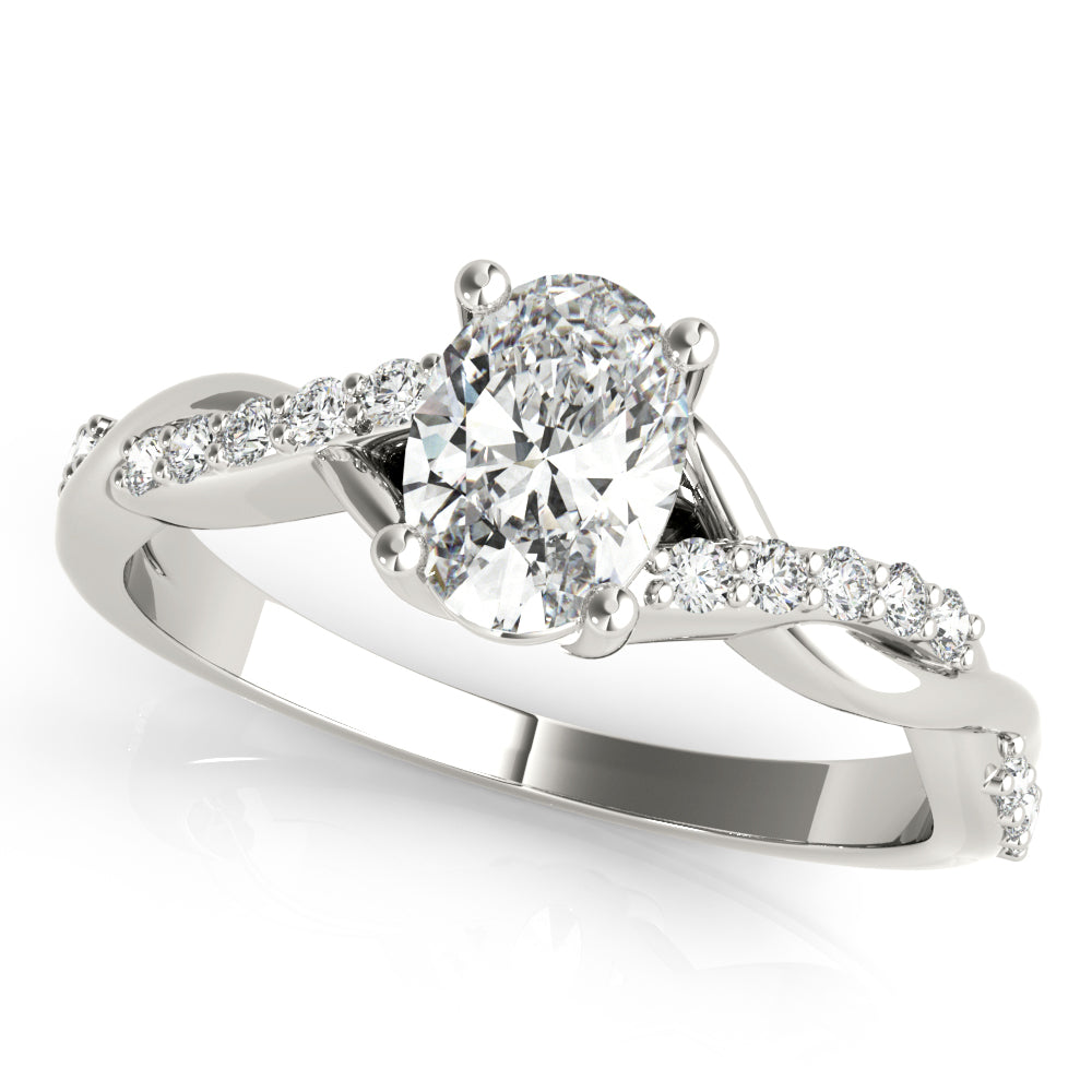 Oval Twisted Shank Lab Grown Diamond Engagement Ring - VS1 D/E/F | 14K & 18K Gold | 14K White Gold | Oval Lab Diamond | Picasso Gold & Diamond Chicago