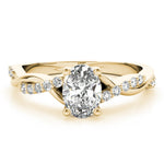 Oval Twisted Shank Lab Grown Diamond Engagement Ring - VS1 D/E/F | 14K & 18K Gold | 14K Yellow Gold | Oval Lab Diamond | Picasso Gold & Diamond Chicago
