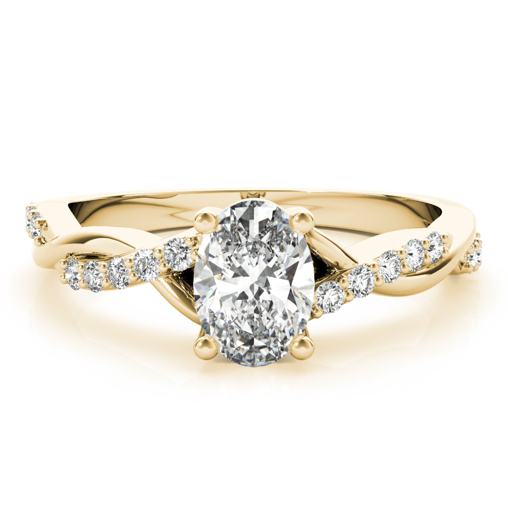 Oval Twisted Shank Lab Grown Diamond Engagement Ring - VS1 D/E/F | 14K & 18K Gold | 14K Yellow Gold | Oval Lab Diamond | Picasso Gold & Diamond Chicago