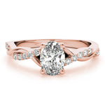 Oval Twisted Shank Lab Grown Diamond Engagement Ring - VS1 D/E/F | 14K & 18K Gold | 14K Yellow Gold | Oval Lab Diamond | Picasso Gold & Diamond Chicago