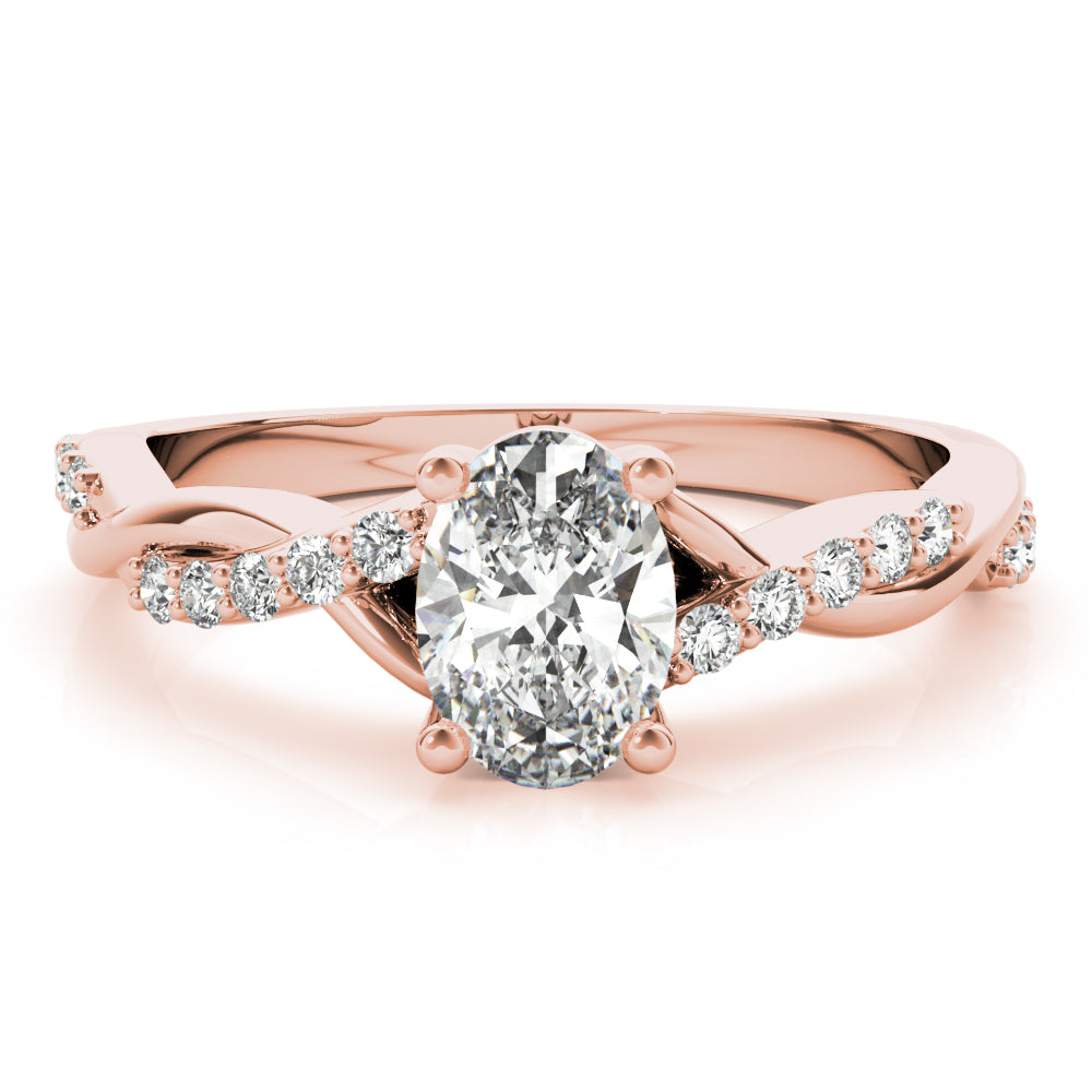 Oval Twisted Shank Lab Grown Diamond Engagement Ring - VS1 D/E/F | 14K & 18K Gold | 14K Yellow Gold | Oval Lab Diamond | Picasso Gold & Diamond Chicago