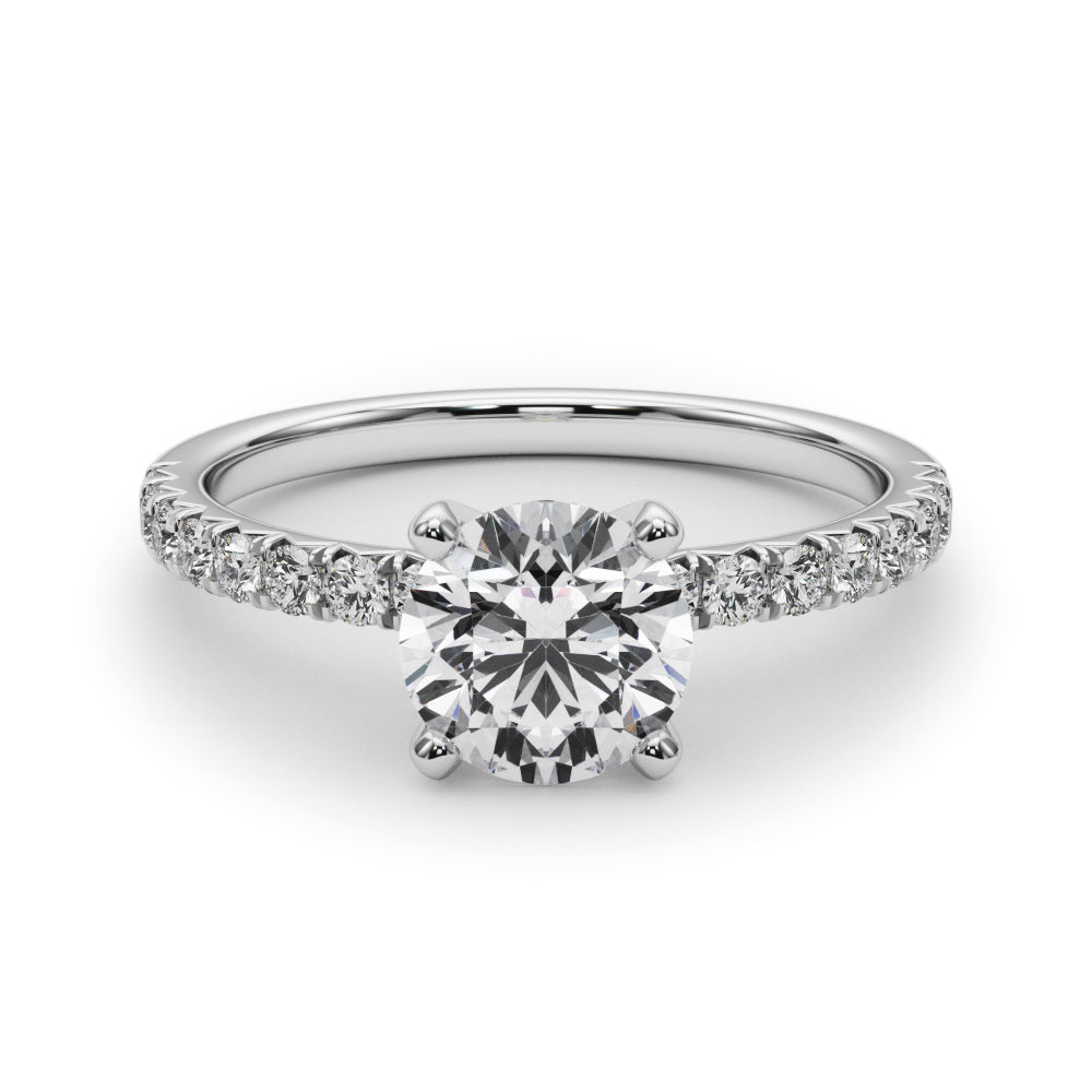 3/4 ct Round Lab Grown Diamond Engagement Ring Setting in 14K White Gold