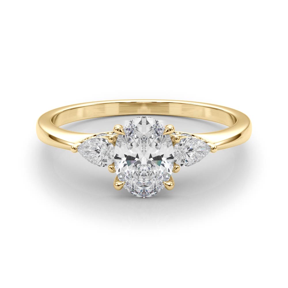 Oval Three Stone Lab Grown Diamond Engagement Ring - VS1 D/E/F | 14K & 18K Gold | 14K Yellow Gold | Oval Lab Diamond | Picasso Gold & Diamond Chicago