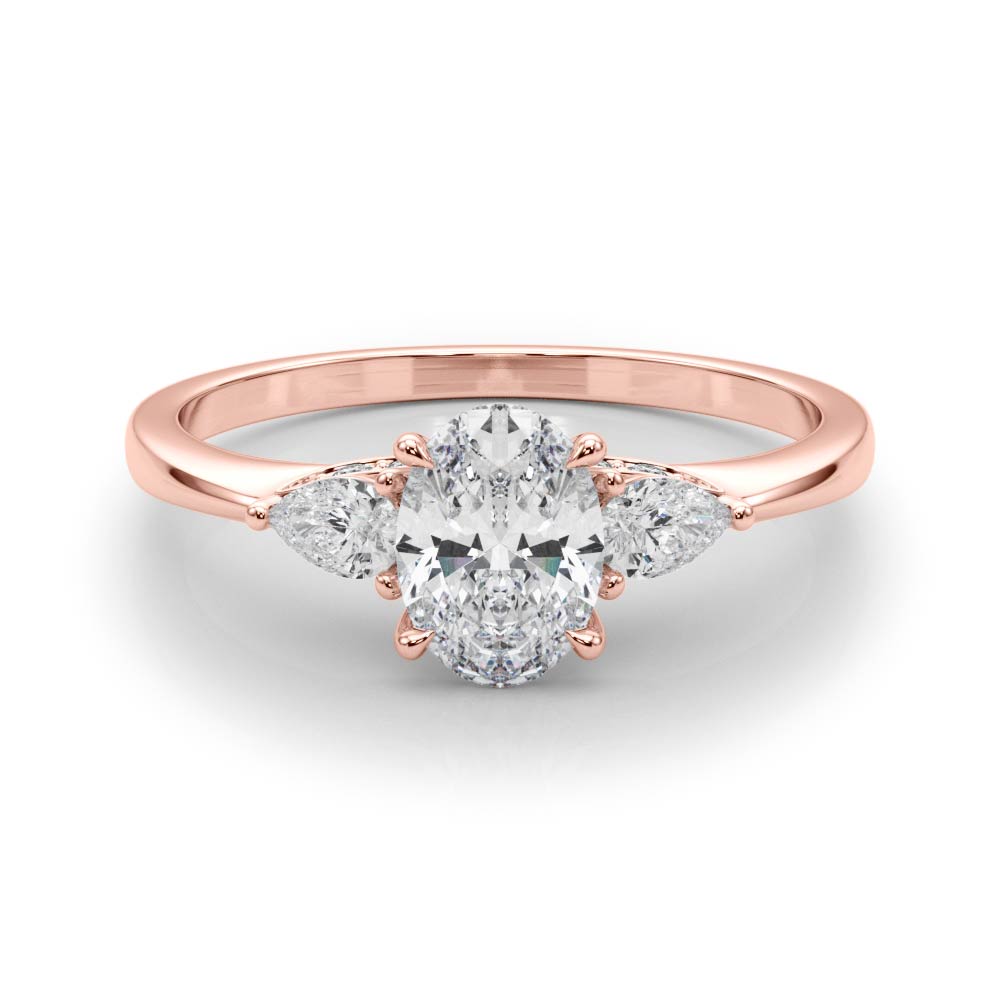 Oval Three Stone Lab Grown Diamond Engagement Ring - VS1 D/E/F | 14K & 18K Gold | 14K Yellow Gold | Oval Lab Diamond | Picasso Gold & Diamond Chicago
