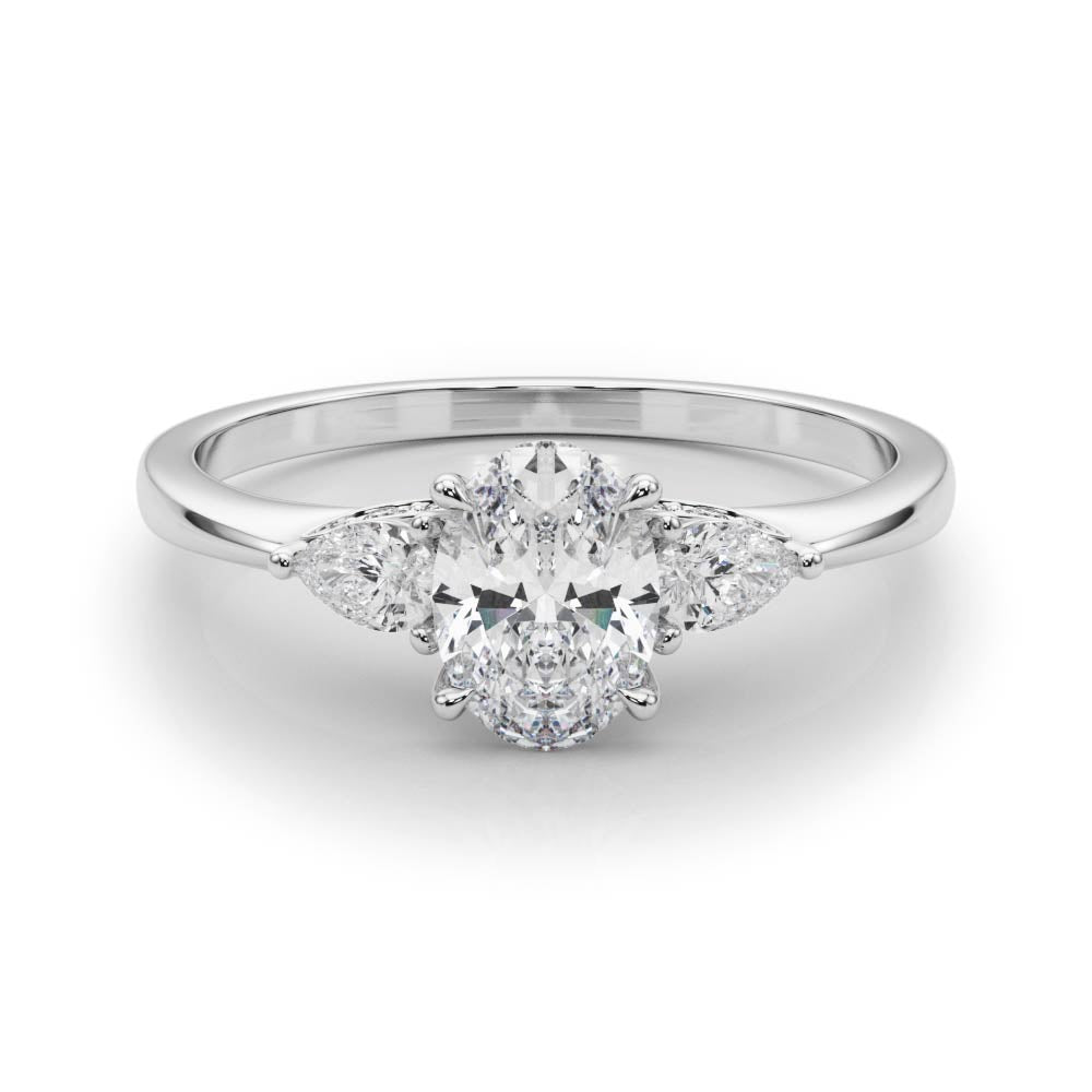 1/3 ct tw Oval Lab Grown Diamond Engagement Ring Setting in 14K White Gold