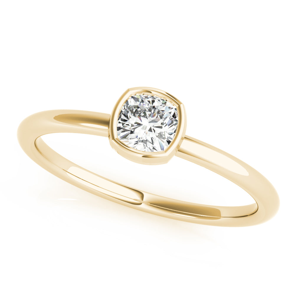 3/8 ct tw Cushion Lab Grown Diamond Solitaire Ring in 14K Yellow Gold