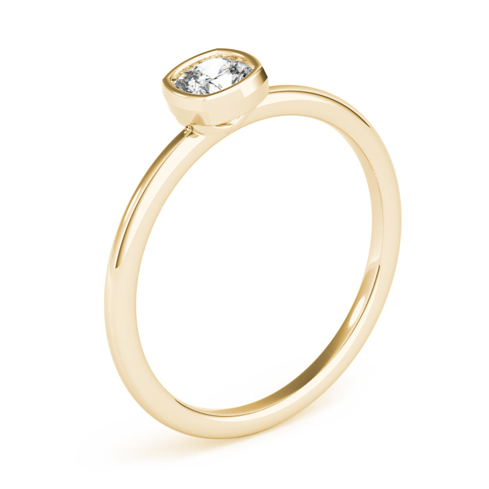 3/8 ct tw Cushion Lab Grown Diamond Solitaire Ring in 14K Yellow Gold