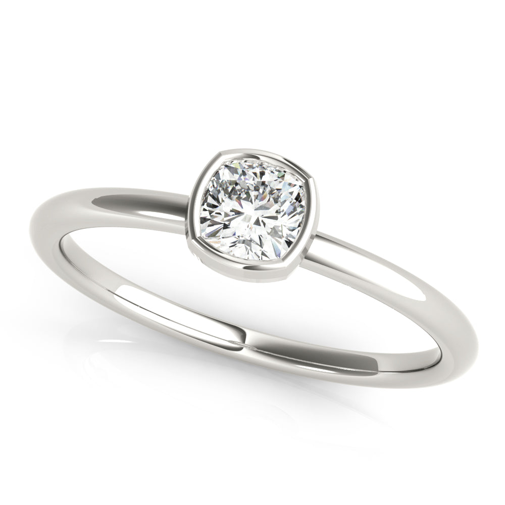 3/8 ct tw Cushion Lab Grown Diamond Solitaire Ring in 14K White Gold