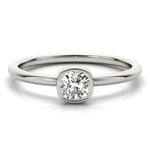 3/8 ct tw Cushion Lab Grown Diamond Solitaire Ring in 14K White Gold