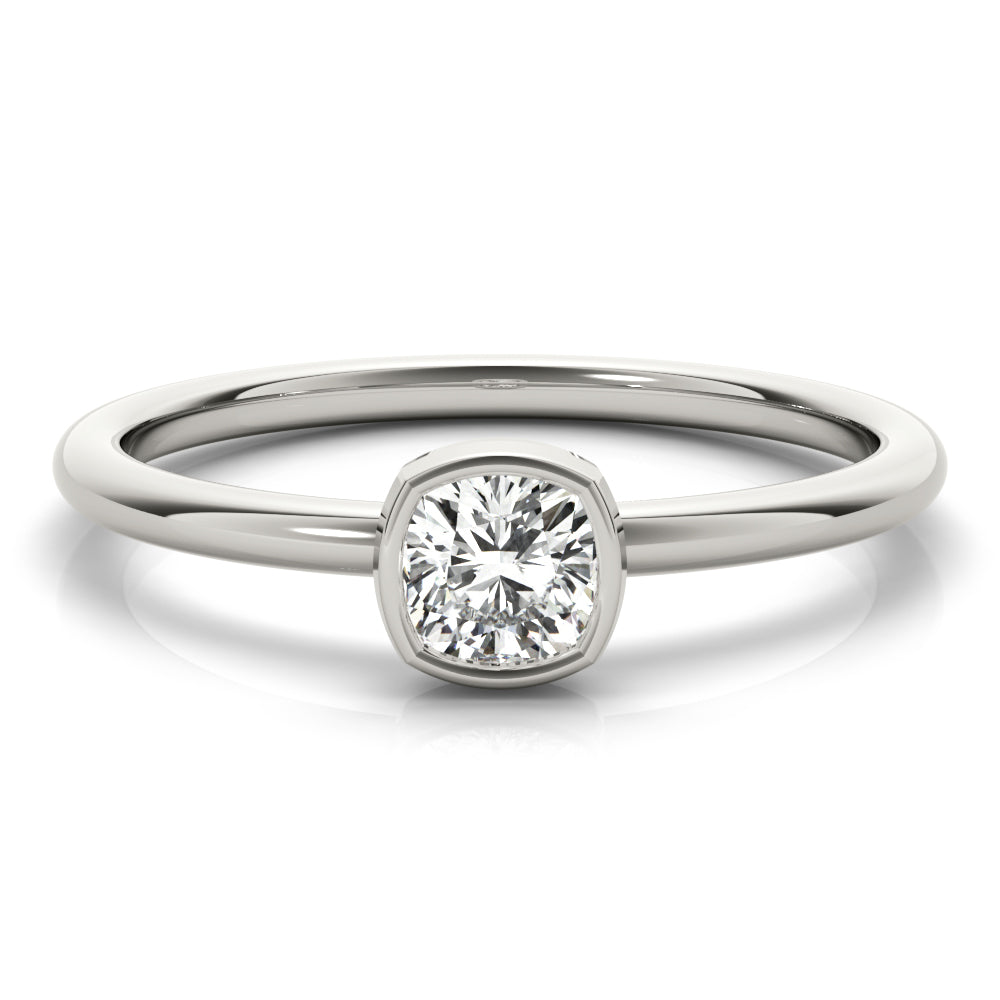 3/8 ct tw Cushion Lab Grown Diamond Solitaire Ring in 14K White Gold