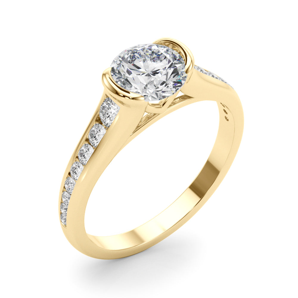 Round Single Row Lab Grown Diamond Engagement Ring - VS1 D/E/F | 14K & 18K Gold | 14K White Gold | Round Lab Diamond | Picasso Gold & Diamond Chicago