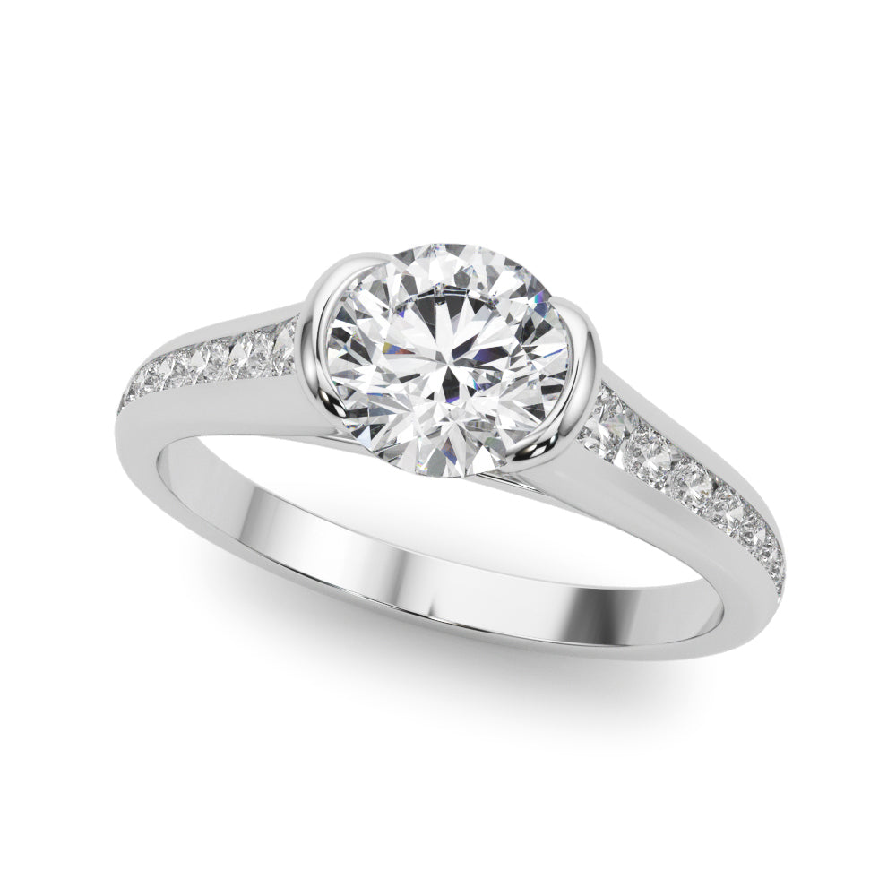 Round Single Row Lab Grown Diamond Engagement Ring - VS1 D/E/F | 14K & 18K Gold | 14K White Gold | Round Lab Diamond | Picasso Gold & Diamond Chicago