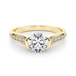 Round Single Row Lab Grown Diamond Engagement Ring - VS1 D/E/F | 14K & 18K Gold | 14K Yellow Gold | Round Lab Diamond | Picasso Gold & Diamond Chicago