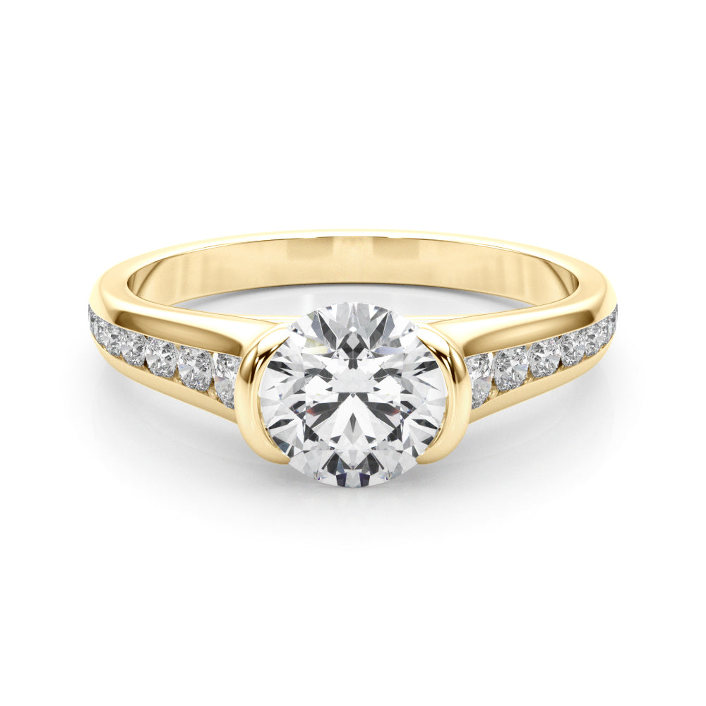 Round Single Row Lab Grown Diamond Engagement Ring - VS1 D/E/F | 14K & 18K Gold | 14K Yellow Gold | Round Lab Diamond | Picasso Gold & Diamond Chicago
