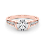 Round Single Row Lab Grown Diamond Engagement Ring - VS1 D/E/F | 14K & 18K Gold | 14K Yellow Gold | Round Lab Diamond | Picasso Gold & Diamond Chicago