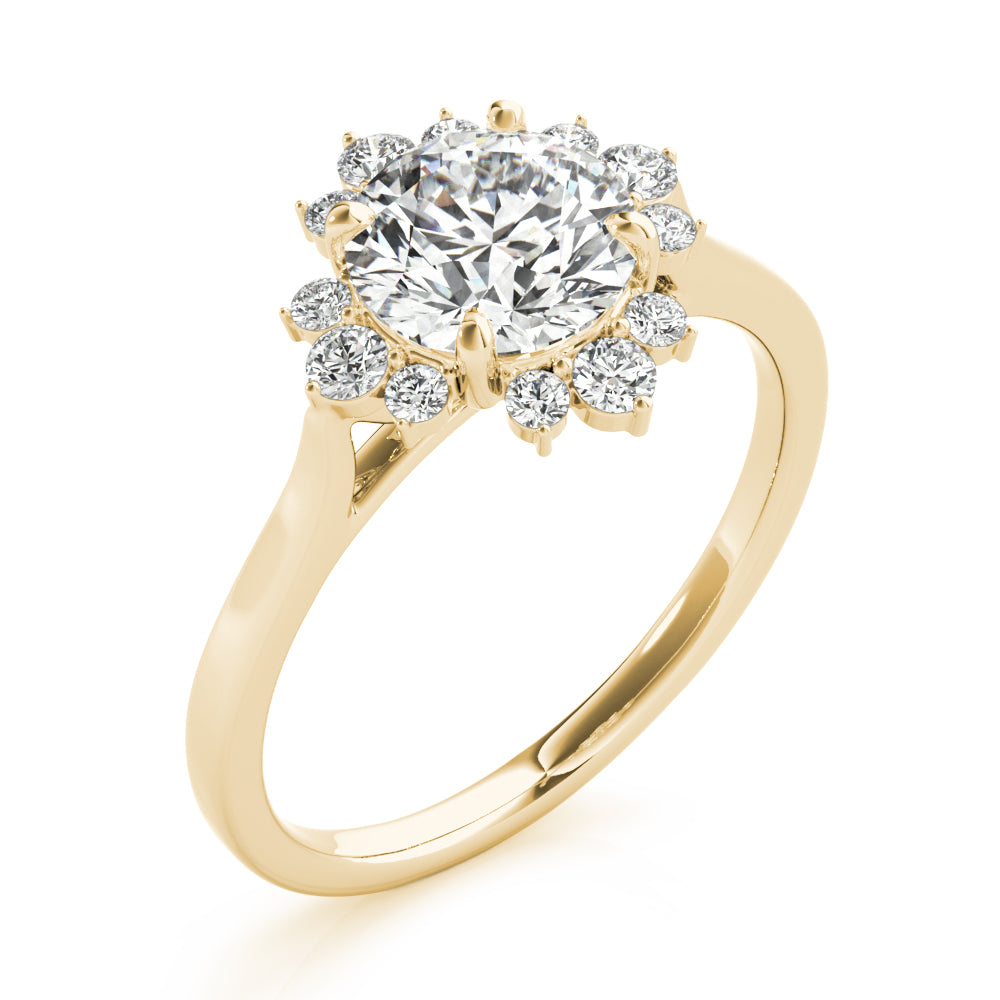 Round Halo Lab Grown Diamond Engagement Ring - VS1 D/E/F | 14K & 18K Gold | 14K White Gold | Round Lab Diamond | Picasso Gold & Diamond Chicago
