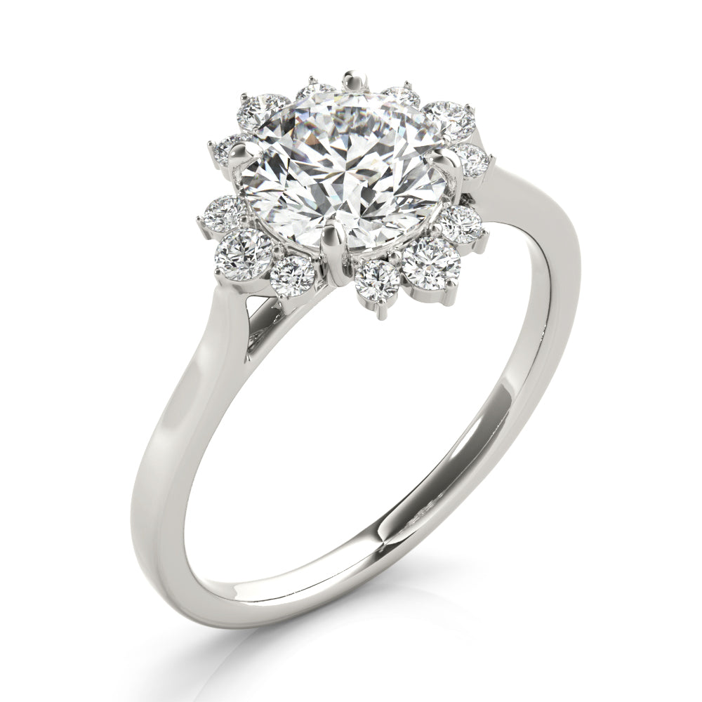 Round Halo Lab Grown Diamond Engagement Ring - VS1 D/E/F | 14K & 18K Gold | 14K Yellow Gold | Round Lab Diamond | Picasso Gold & Diamond Chicago