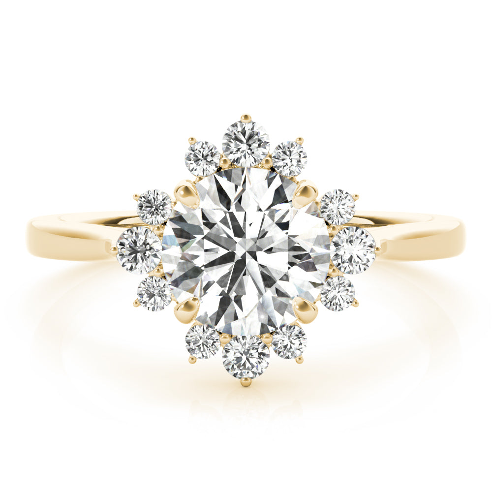 Round Halo Lab Grown Diamond Engagement Ring - VS1 D/E/F | 14K & 18K Gold | 14K Yellow Gold | Round Lab Diamond | Picasso Gold & Diamond Chicago