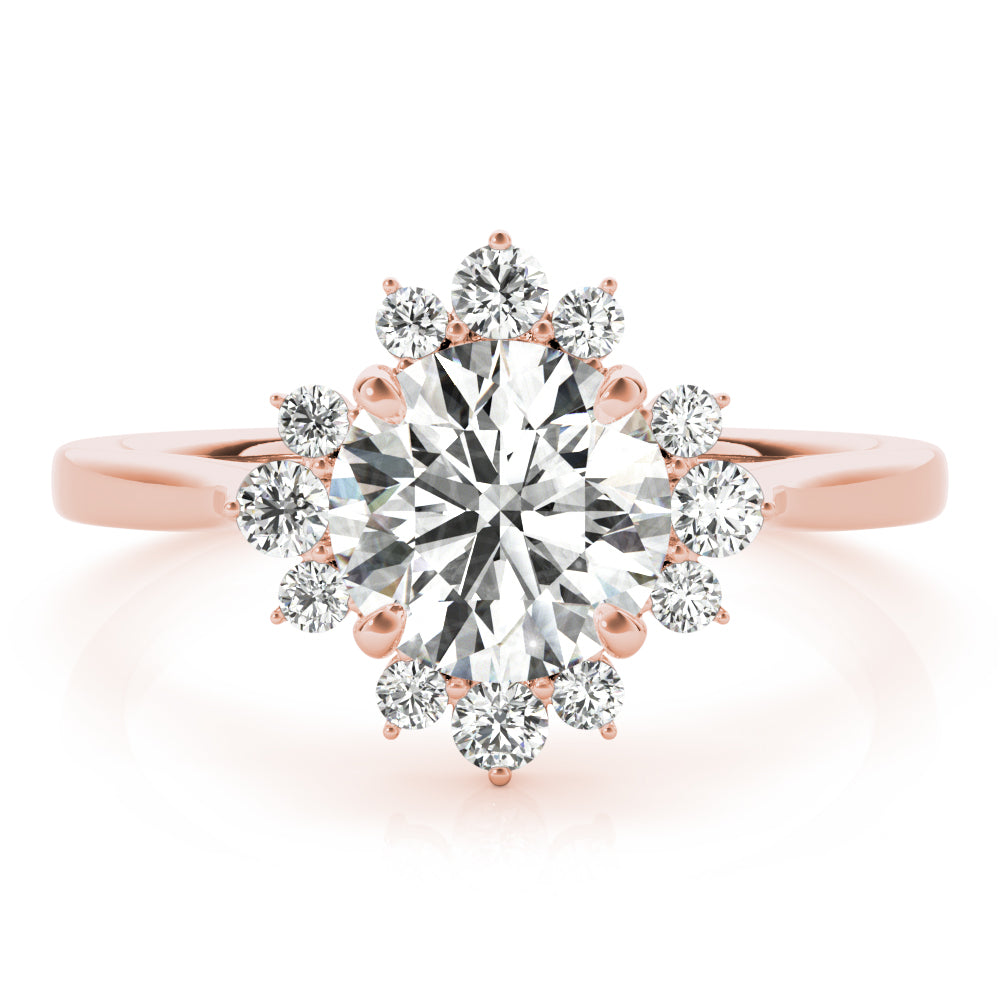 Round Halo Lab Grown Diamond Engagement Ring - VS1 D/E/F | 14K & 18K Gold | 14K Yellow Gold | Round Lab Diamond | Picasso Gold & Diamond Chicago