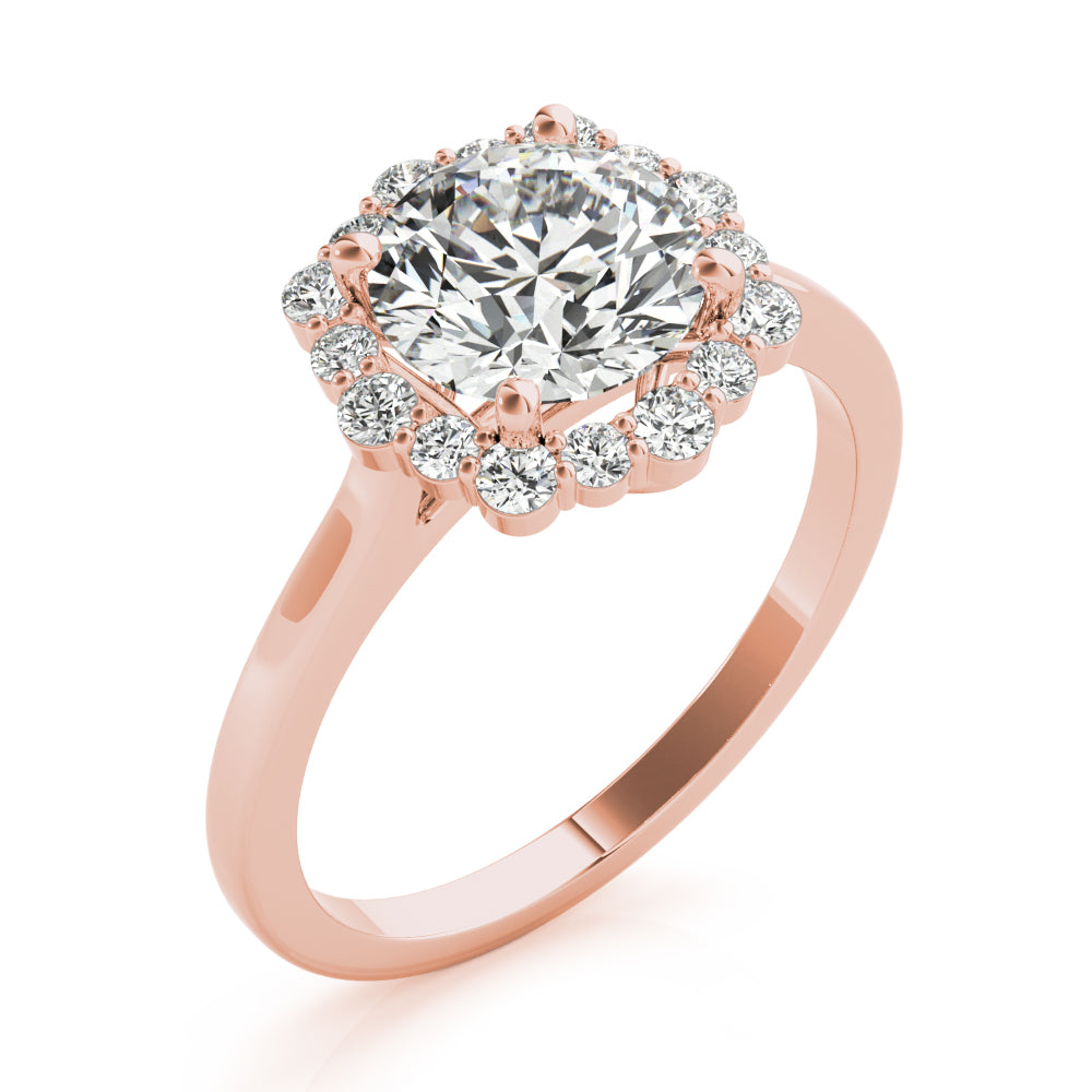 Round Halo Lab Grown Diamond Engagement Ring - VS1 D/E/F | 14K & 18K Gold | 14K Yellow Gold | Round Lab Diamond | Picasso Gold & Diamond Chicago