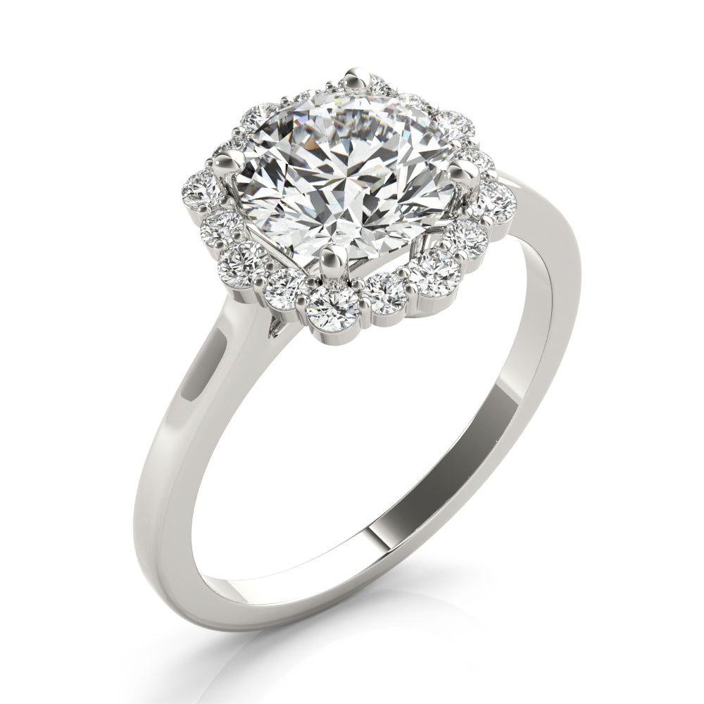 Round Halo Lab Grown Diamond Engagement Ring - VS1 D/E/F | 14K & 18K Gold | 14K Yellow Gold | Round Lab Diamond | Picasso Gold & Diamond Chicago