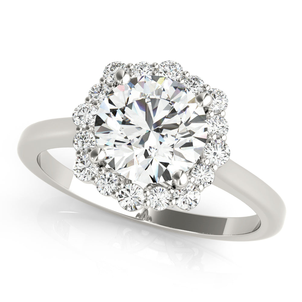 Round Halo Lab Grown Diamond Engagement Ring - VS1 D/E/F | 14K & 18K Gold | 14K White Gold | Round Lab Diamond | Picasso Gold & Diamond Chicago